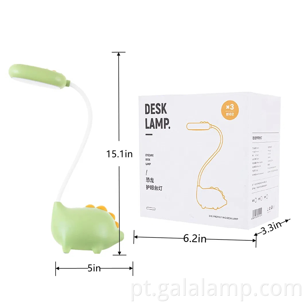 Adorável lâmpada de mesa de dinossauros com recurso de carregamento USB